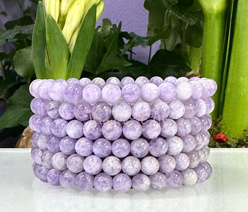 6mm Natural Lavender Amethyst Crystal Stretch Bracelet 7.5"