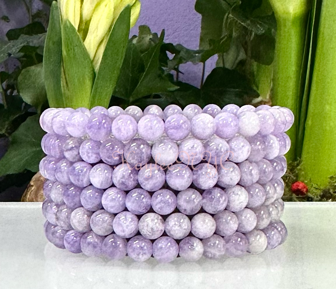 6mm Natural Lavender Amethyst Crystal Stretch Bracelet 7.5"