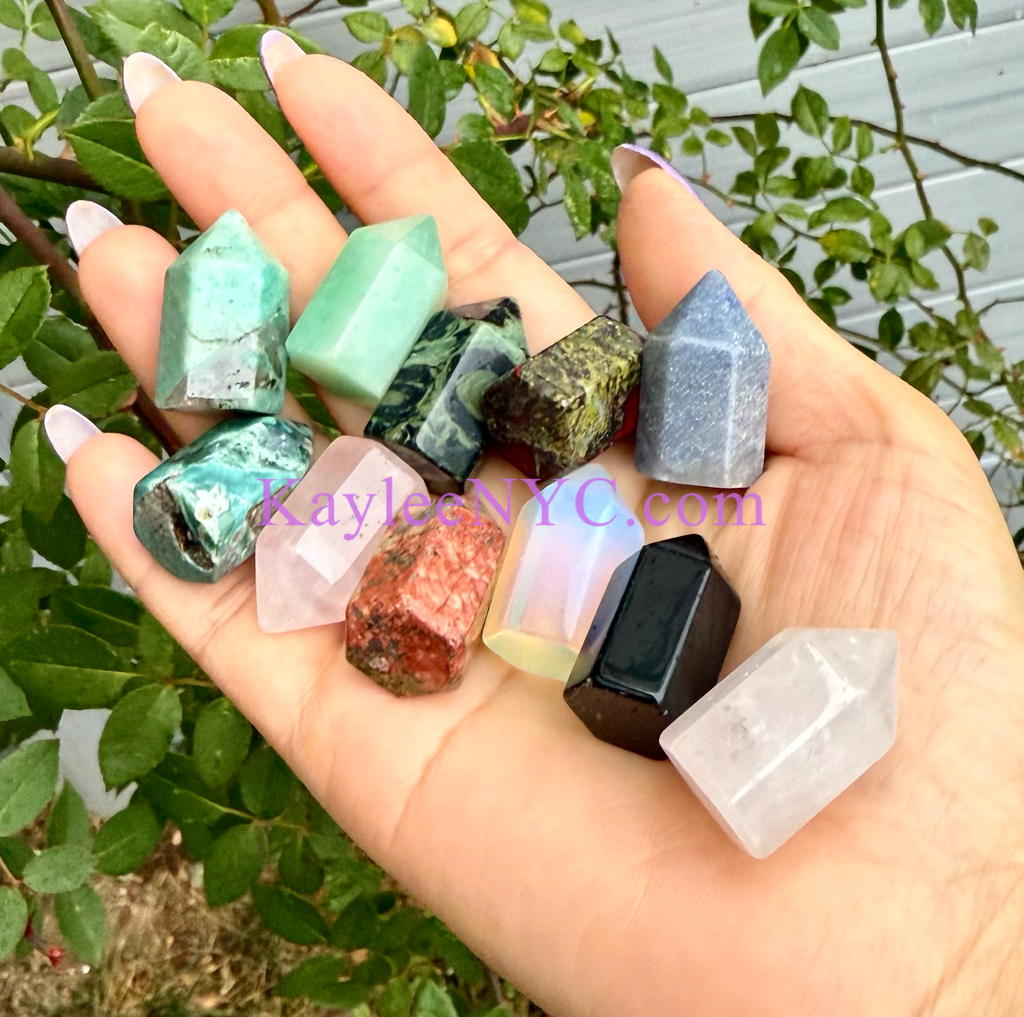 1” Natural Mix Crystal Mini Obelisk Tower Point