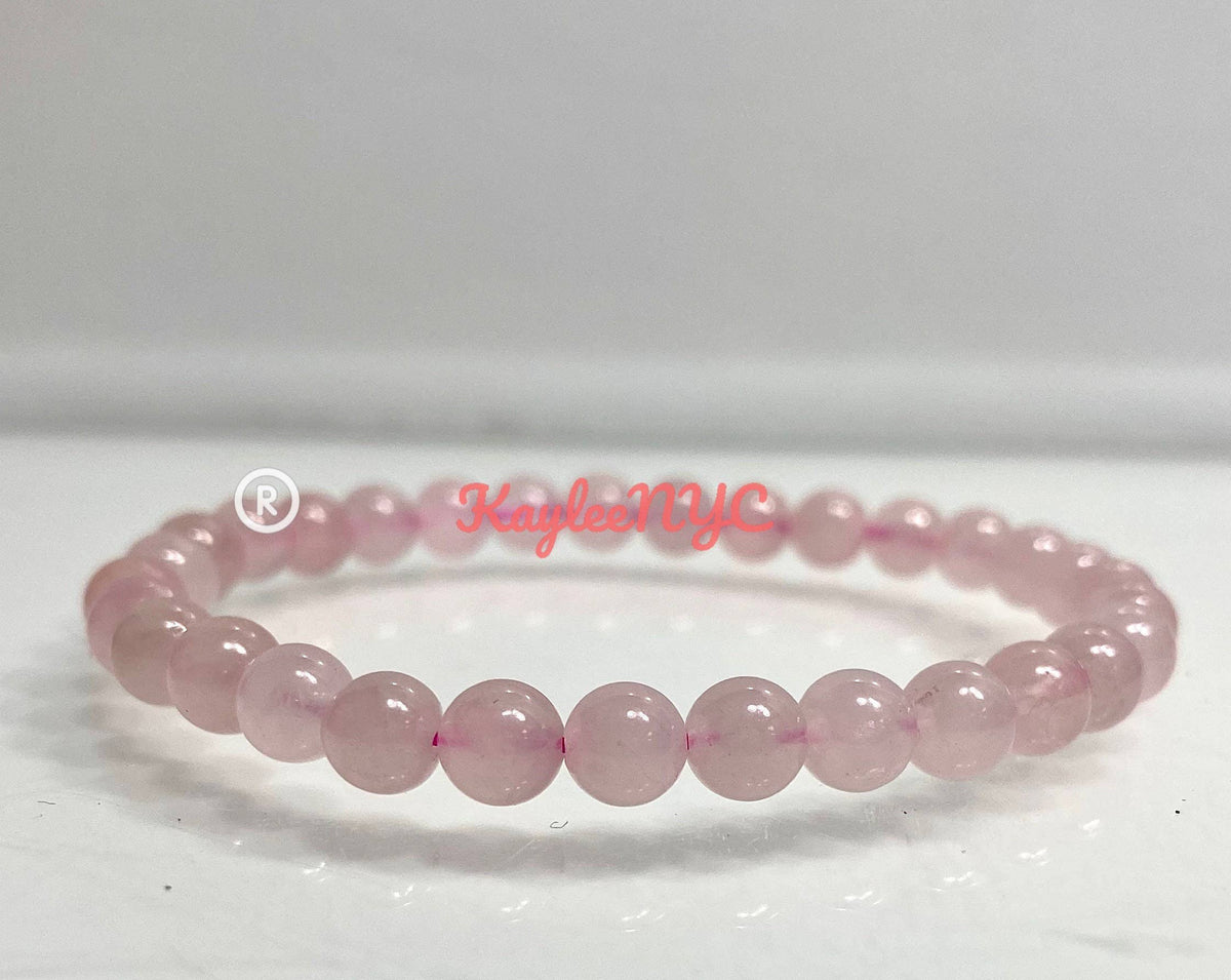6mm Natural Rose Quartz Crystal Healing Stretch Bracelet