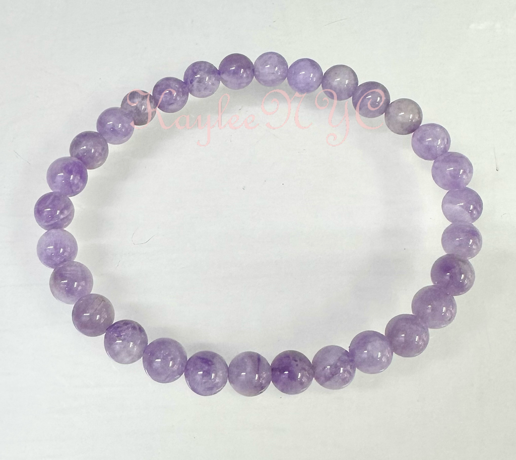 6mm Natural Lavender Amethyst Crystal Stretch Bracelet 7.5"