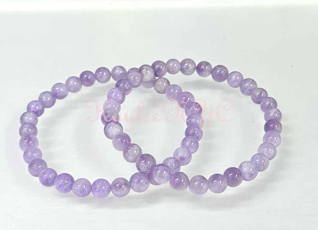 6mm Natural Lavender Amethyst Crystal Stretch Bracelet 7.5"