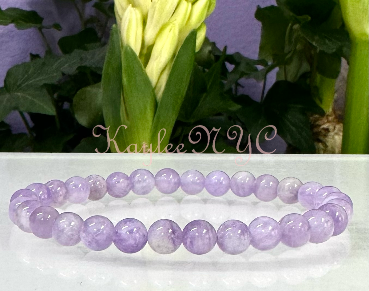 6mm Natural Lavender Amethyst Crystal Stretch Bracelet 7.5"