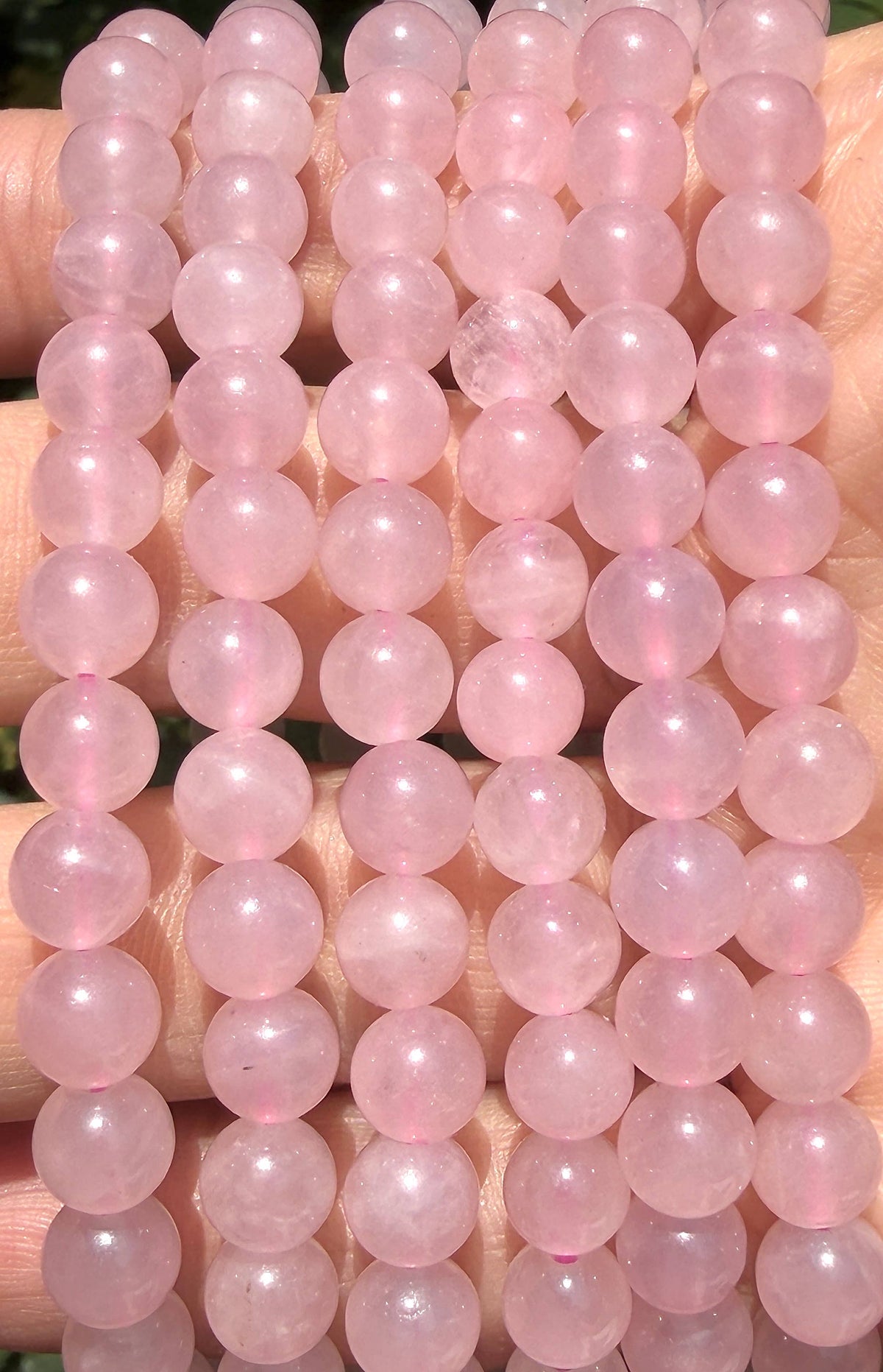 6mm Natural Rose Quartz Crystal Healing Stretch Bracelet