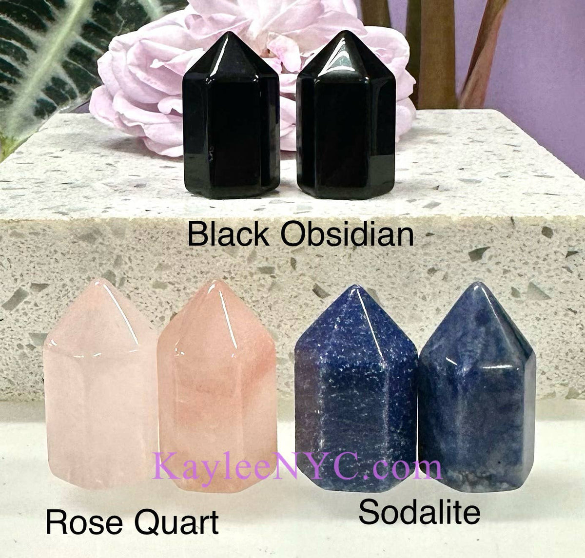 1” Natural Mix Crystal Mini Obelisk Tower Point