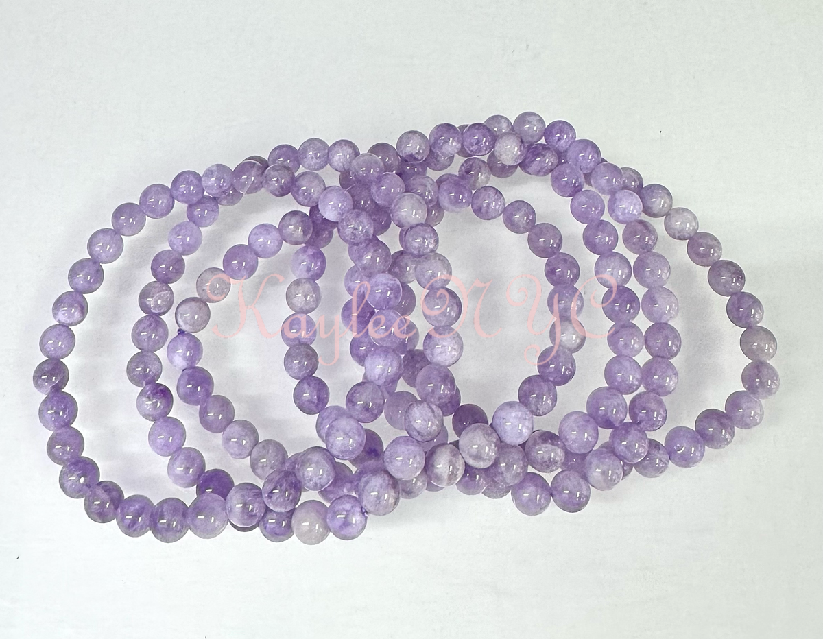 6mm Natural Lavender Amethyst Crystal Stretch Bracelet 7.5"