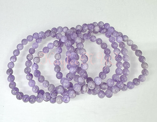 6mm Natural Lavender Amethyst Crystal Stretch Bracelet 7.5"