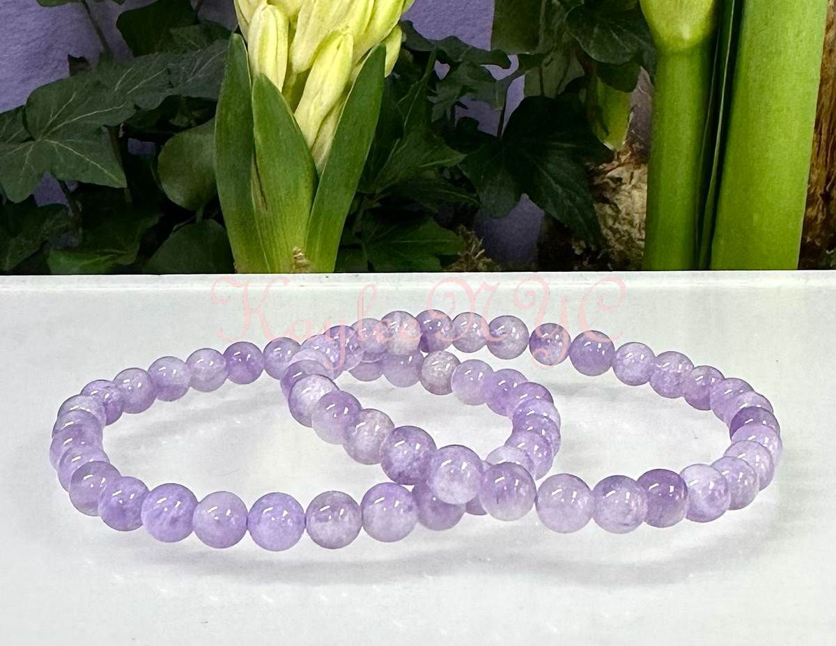 6mm Natural Lavender Amethyst Crystal Stretch Bracelet 7.5"
