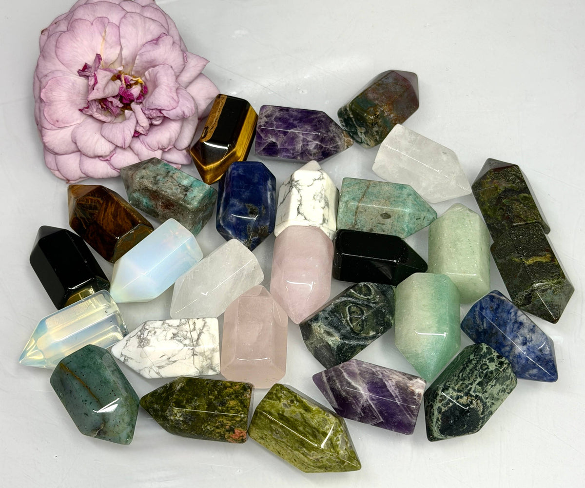 1” Natural Mix Crystal Mini Obelisk Tower Point