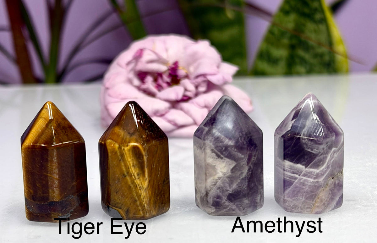 1” Natural Mix Crystal Mini Obelisk Tower Point